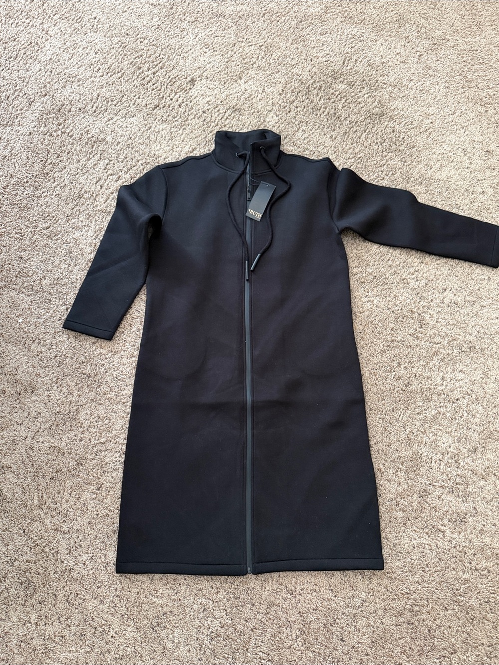 Truth Black Long Zip-Front Trench Coat